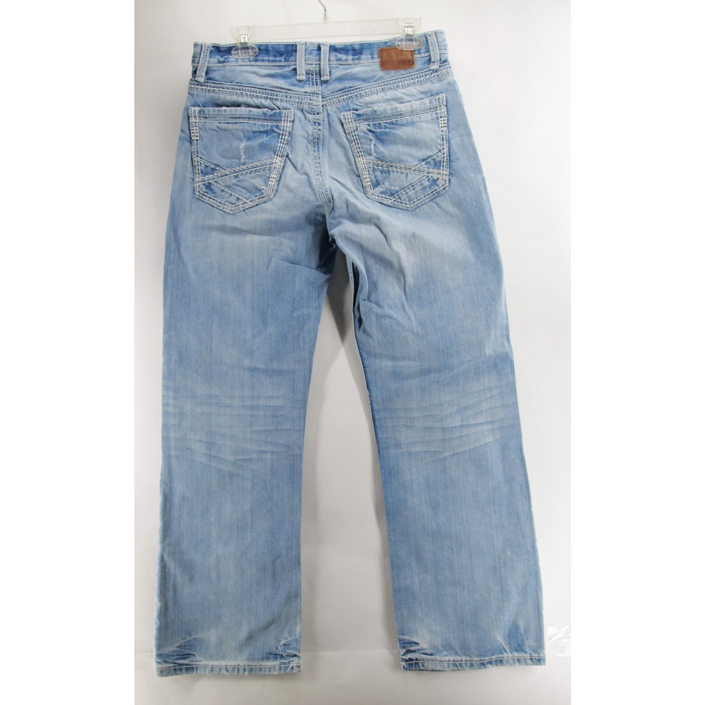 BKE Jeans Men 33Rx31 Light Blue Tyler Distressed Denim 100% Cotton - Picture 6 of 9